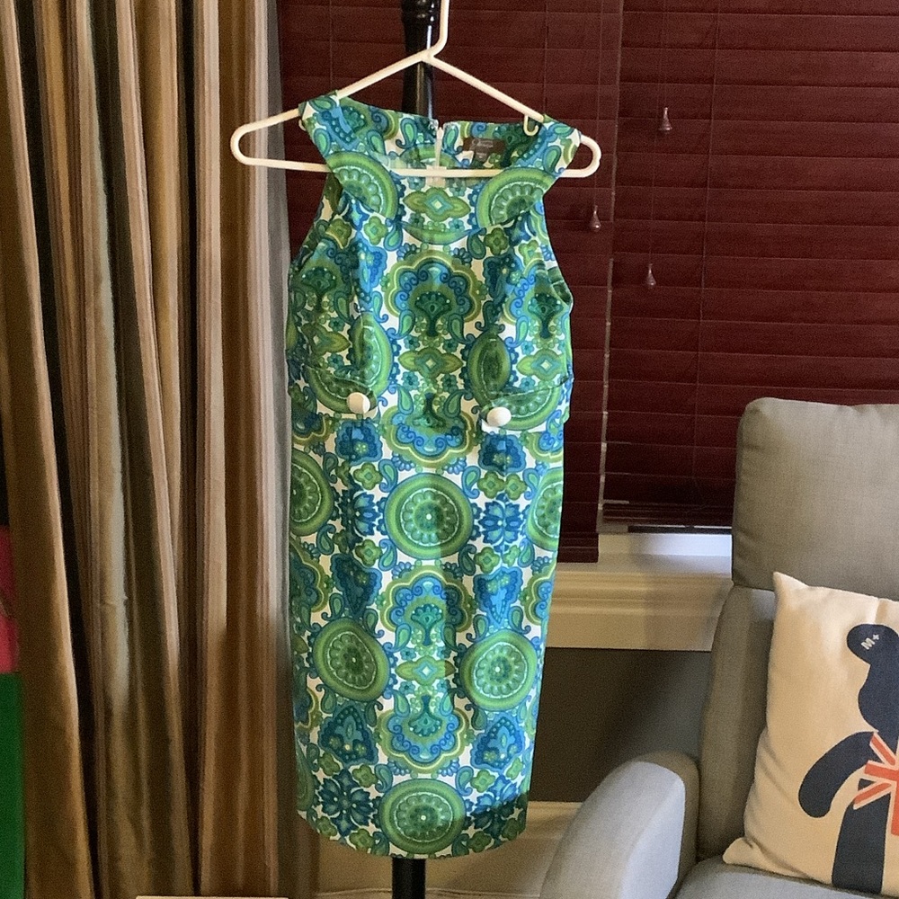 Jessica Vibrant Green and Blue Midi Dress